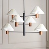 image:imageSAFAVIEH Lighting Collection Jonnah 6Light WalnutBlack Mango Wood Hanging Pendant Chandelier Light Fixture LED Bulbs Included