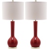 image:imageSAFAVIEH Lighting Collection Mae Long Neck Modern Contemporary Green Ceramic 31inch Bedroom Living Room Home Office Desk Nightstand Table Lamp Set of 2 LED Bulbs IncludedRed  Set of 2