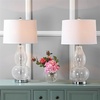 image:imageSAFAVIEH Lighting Collection Mercurio Blue Glass Double Gourd 29inch Bedroom Living Room Home Office Desk Nightstand Table Lamp Set of 2 LED Bulbs IncludedGlass