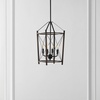 image:imageSAFAVIEH Lighting Collection Peltier Farmhouse WalnutBlack 4Light Lantern Adjustable Pendant Chandelier Hanging Light Fixture Ideal for Dining Room Kitchen Island Foyer LED Bulbs Included