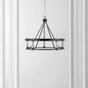 image:imageSAFAVIEH Lighting Collection Trenton Modern Farmhouse BlackChrome 5Light Adjustable Pendant Chandelier Wagon Wheel Ideal for Dining Room Kitchen Island Foyer Entryway LED Bulbs Included