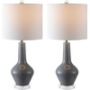 image:imageSAFAVIEH Lighting Collection Velor Blue Glass 24inch Bedroom Living Room Home Office Desk Nightstand Table Lamp Set of 2 LED Bulbs IncludedGrey  Set of 2