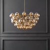 image:imageSAFAVIEH Couture Lighting Collection Raphaela Retro GoldWhite Glass Globe Adjustable Chandelier LED Bulbs Included