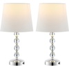 image:imageSAFAVIEH Lighting  Nola 16Inch Crystal Ball Table Lamp Set of 2  White Fabric Shade  Stacked Body Design  Ideal for Living Room Bedroom Entryway Office  LED Bulbs Included LIT4123CSET2ClearChrome  with USB