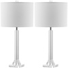 image:imageSAFAVIEH Lighting  Tyrone 27Inch Clear Crystal Column Table Lamp Set of 2  White Drum Shade  Glam Slim Body Design  Ideal for Living Room Bedroom  LED Bulbs Included LIT4116ASET2