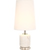 image:imageSAFAVIEH Lighting Collection  TIGI White Marble amp Metal Table Lamp 23 Decorative Accent Light with Fabric Shade E26 Bulb Compatible TBL2032AWhiteSilver