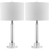 image:imageSAFAVIEH Lighting Collection Deco Modern Crystal Column 25inch Bedroom Living Room Home Office Desk Nightstand Table Lamp Set of 2 LED Bulbs Included