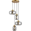 image:imageSAFAVIEH Lighting Collection Equinox Smoke GreyBrass 4Light Adjustable Pendant Hanging Light Fixture Ideal for Dining Room Kitchen Island Entryway LED Bulbs Included