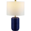 image:imageSAFAVIEH Lighting Collection Jace Modern Navy Blue Ceramic 22inch Bedroom Living Room Home Office Desk Nightstand Table Lamp Set of 2 LED Bulbs Included