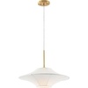 image:imageSAFAVIEH Lighting Collection Lanai WhiteBrass FabricMetal Hanging Light Fixture Pendant LED Bulb Included