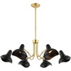 image:imageSAFAVIEH Lighting Collection Mykola BlackBrass Gold 6Light Hanging Adjustable Chandelier Light Fixture LED Bulbs Included