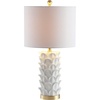 image:imageSAFAVIEH Lighting Collection Nico White Gold Leaf 25inch Bedroom Living Room Home Office Desk Nightstand Table Lamp Set of 2 LED Bulbs Included