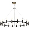 image:imageSAFAVIEH Lighting Collection Poitier Modern Farmhouse BlackBrass 18Light Wagon Wheel Chandelier Round Light Fixture Ideal for Dining Room Kitchen Island Foyer Entryway LED Bulbs Included