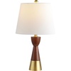 image:imageSAFAVIEH Lighting Collection Renni Modern Contemporary Brown Brass Gold 21inch Bedroom Living Room Home Office Desk Nightstand Table Lamp Set of 2 LED Bulbs Included