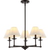 image:imageSAFAVIEH Lighting Collection Rowley Modern Farmhouse 5Light Adjustable Chandelier Light Fixture with Fabric Shades Ideal for Dining Room Kitchen Island Foyer Entryway LED Bulbs Included