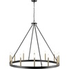 image:imageSAFAVIEH Lighting Collection Taelor Matte BlackGold 12Light Wagon Wheel Hanging Adjustable Chandelier Light Fixture LED Bulbs Included