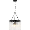 image:imageSAFAVIEH Lighting Collection Thryssa BlackClear Glass 3Light Hanging Adjustable Chandelier Light Fixture LED Bulbs Included