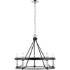 image:imageSAFAVIEH Lighting Collection Trenton Modern Farmhouse BlackChrome 5Light Adjustable Pendant Chandelier Wagon Wheel Ideal for Dining Room Kitchen Island Foyer Entryway LED Bulbs Included