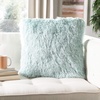 image:imageSAFAVIEH Pillow Collection Shag Modish 20 Throw Metallic BronzeLight Blue