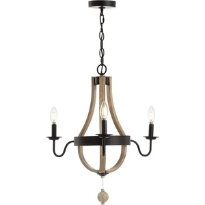 image:imageSAFAVIEH CHA4014A Kamari 3Light Adjustable Black and Brown Wooden Finish LED Bulbs Included Chandelier