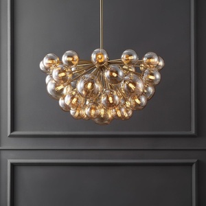 image:imageSAFAVIEH Couture Lighting Collection Raphaela Retro GoldWhite Glass Globe Adjustable Chandelier LED Bulbs Included