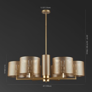 image:imageSAFAVIEH Couture Lighting Collection Zachaeus Industrial Gold Metal Mesh 6Light Hanging Adjustable Chandelier Light Fixture LED Bulbs Included