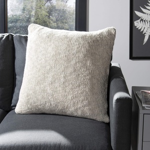 image:imageSAFAVIEH Home Ralen Light Grey and Natural and Gold Lurex Knit 20inch Decorative PillowNatural  Silver