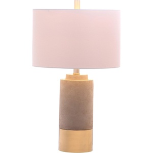 image:imageSAFAVIEH Lighting  24Inch Concrete Table Lamp Set of 2  Grey amp Gold  Modern Pillar Body Design  Ideal for Living Room Bedroom Entryway Home Office  LED Bulbs Included LIT4451ASET2