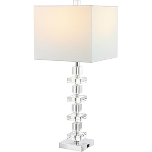 image:imageSAFAVIEH Lighting  Deco 285 Crystal Table Lamp Set of 2 with USB Charging Port Chrome Bedroom Living Room Home Office Lighting LED Bulbs Included LIT4169ASET2UCrystal
