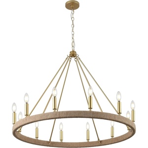 image:imageSAFAVIEH Lighting  Enya 12Light Chandelier  Natural amp Gold with Woven Rattan Shade  36Inch Wide Modern Ceiling Fixture for Dining Room Foyer CHA4084ANaturalGold