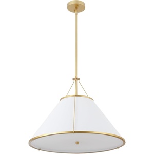 image:imageSAFAVIEH Lighting  Lainey Pendant Hanging Light Fixture  White amp Gold Iron  Ideal for Kitchen Island Dining Room LED Bulbs Included PND4219AWhiteGold