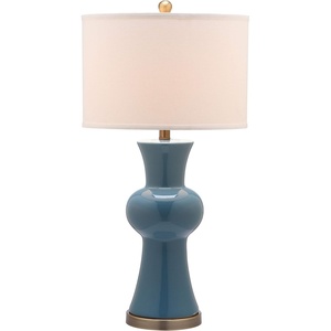 image:imageSAFAVIEH Lighting  Lola 30Inch Ceramic Column Table Lamp Set of 2  Orange  Contemporary Tall Body Design  Ideal for Living Room Bedroom  LED Bulbs Included LIT4150DSET2Blue  Set of 2