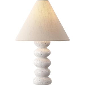 image:imageSAFAVIEH Lighting  Luana 24Inch Table Lamp  White Resin amp Oatmeal Shade  Ideal for Living Room Bedroom Nightstand Reading Nook LED Bulb Included TBL4681AWhite