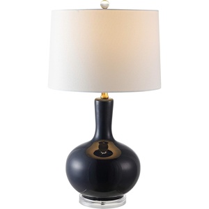 image:imageSAFAVIEH Lighting  Nilla 265Inch Glass Table Lamp Set of 2  Cream  MidCentury Sculpted Body Design  Ideal for Living Room Bedroom Entryway Home Office  LED Bulbs Included TBL4224ASET2Navy  Set of 2