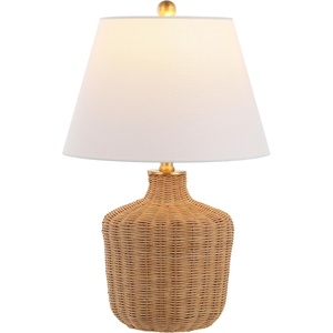 image:imageSAFAVIEH Lighting  Saolia 22Inch Rattan Table Lamp  Brown  Coastal Woven Body Design  Ideal for Living Room Bedroom Entryway Home Office  LED Bulb Included TBL4467A