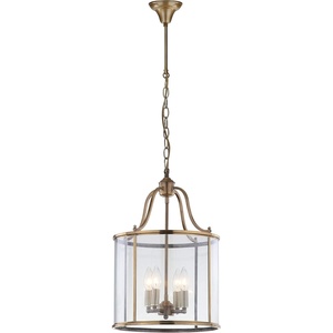 image:imageSAFAVIEH Lighting  Sutton Place 4Light 23Inch Pendant Light  Bronze Brass  Glam Lantern Design  Ideal for Dining Room Foyer Entryway  LED Bulbs Included LIT4220A