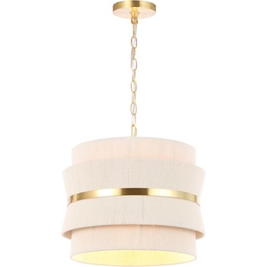 image:imageSAFAVIEH Lighting  Willia 3Light 16Inch Hanging Ceiling Light  Bleached Brown Rope amp Brass Gold  Bohemian Pendant for Dining Room Kitchen amp Foyer  LED Bulbs Included PND4184A