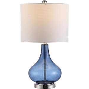 image:imageSAFAVIEH Lighting Collection  Brooks Modern Silver Glass 24Inch Table Lamp LED Bulb Included Bedroom Living Room Home Office Nightstand Desk TBL4254ABlue
