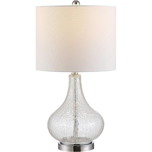 image:imageSAFAVIEH Lighting Collection  Brooks Modern Silver Glass 24Inch Table Lamp LED Bulb Included Bedroom Living Room Home Office Nightstand Desk TBL4254AClear