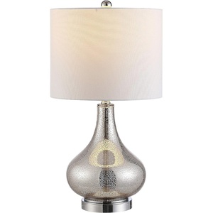 image:imageSAFAVIEH Lighting Collection  Brooks Modern Silver Glass 24Inch Table Lamp LED Bulb Included Bedroom Living Room Home Office Nightstand Desk TBL4254ASilver
