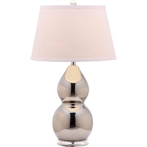 image:imageSAFAVIEH Lighting Collection  Jill 27 Double Gourd Ceramic Table Lamp Yellow with White Shade LIT4093HSilver  Set of 2