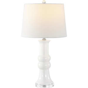 image:imageSAFAVIEH Lighting Collection  Lamber Ivory Ceramic Table Lamp 26 Decorative Accent Light with Fabric Shade E26 Bulb Included TBL4418AIvory