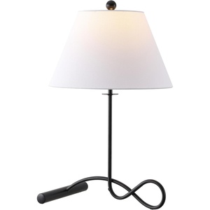 image:imageSAFAVIEH Lighting Collection  Sami Black 25 Inch Metal Table Lamp Fabric Shade Modern Accent Lighting with Bulb Included TBL4662ABlack