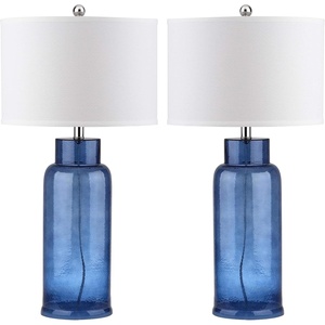 image:imageSAFAVIEH Lighting Collection  Set of 2 Glass Bottle Blue 30Inch Table Lamps LED Bulbs Included Coastal Bedroom Living Room Home Office LIT4157CSET2Blue  Set of 2