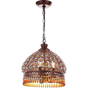 image:imageSAFAVIEH Lighting Collection  Sultan Dark BronzeAmber Jeweled Moroccan 3Light Hanging Chandelier Pendant Light Adjustable Chain LED Bulbs Included 14 Diameter LIT4496A