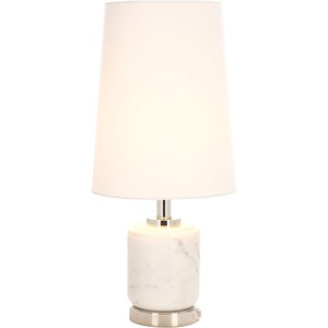 image:imageSAFAVIEH Lighting Collection  TIGI White Marble amp Metal Table Lamp 23 Decorative Accent Light with Fabric Shade E26 Bulb Compatible TBL2032AWhiteSilver