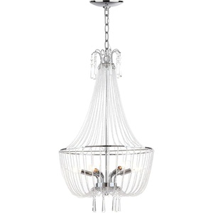 image:imageSAFAVIEH Lighting Collection Berlin Farmhouse Modern Glam Chrome Beaded Crystal 18inch Diameter 6light Adjustable Hanging Chandelier Light Fixture LED Bulbs Included