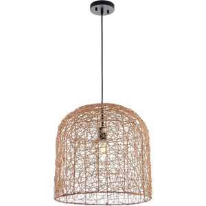 image:imageSAFAVIEH Lighting Collection Bianco Boho Coastal Tropical Natural Rattan 18inch Pendant