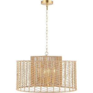 image:imageSAFAVIEH Lighting Collection Brynora NaturalGold 4Light Adjustable Pendant Chandelier Hanging Light Fixture Ideal for Dining Room Kitchen Island Entryway LED Bulbs IncludedNaturalGold