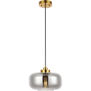 image:imageSAFAVIEH Lighting Collection Edge Smoke GreyBrass Adjustable Pendant Hanging Light Fixture Ideal for Dining Room Kitchen Island Entryway LED Bulb Included